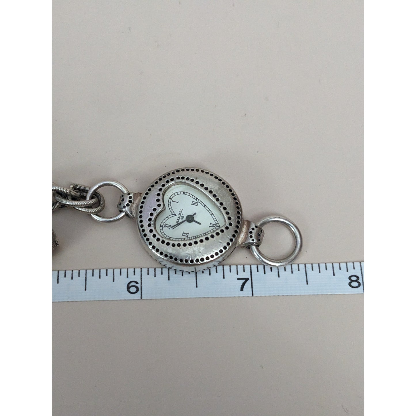 Vintage Andre Mouche Silver Tone Bangle Watch with Blue Floral Enamel Working