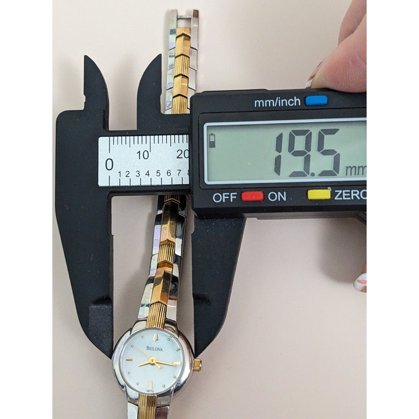 Vintage Andre Mouche Silver Tone Bangle Watch with Blue Floral Enamel Working