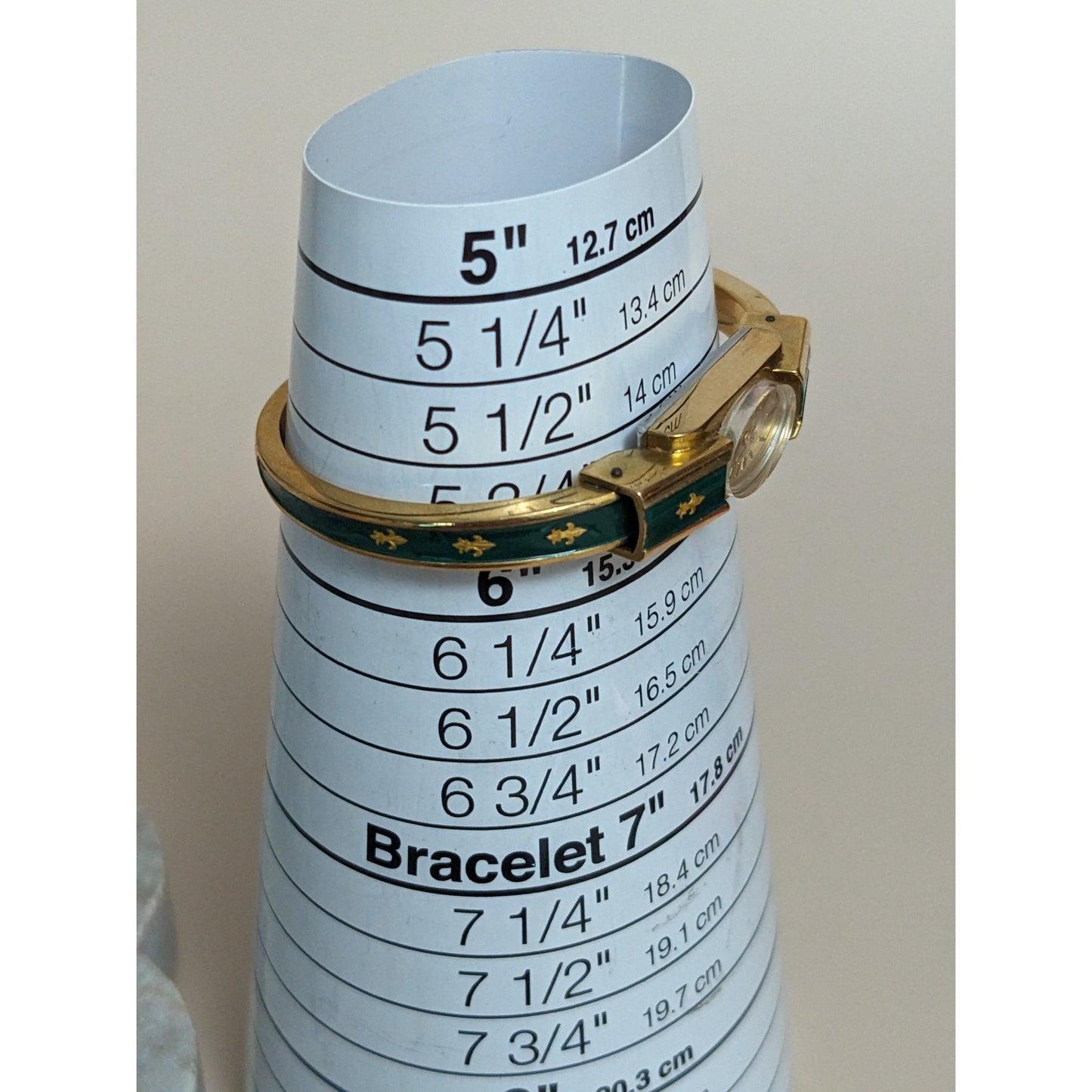 Vintage Andre Mouche Silver Tone Bangle Watch with Blue Floral Enamel Working