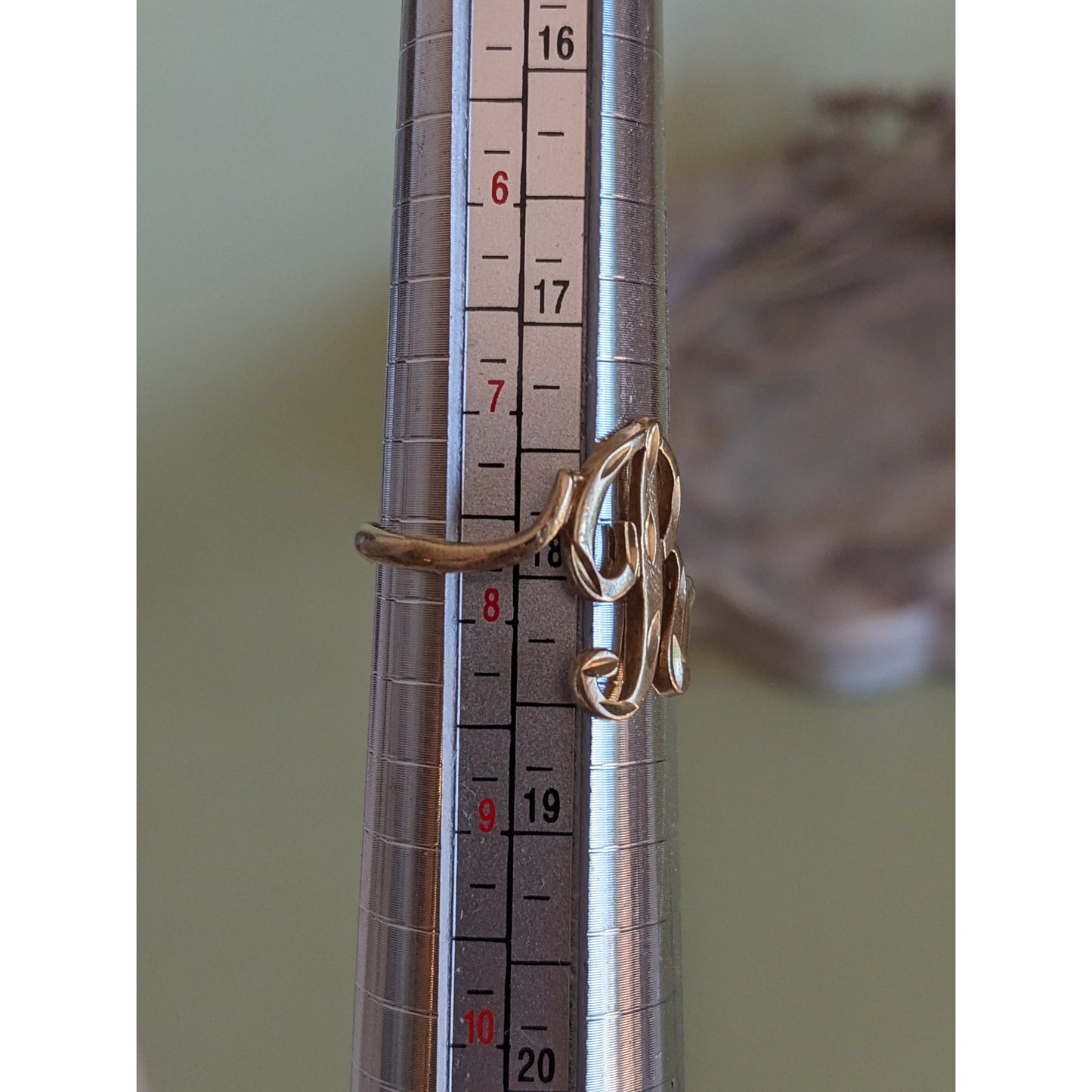 Vintage 10k Yellow Gold "B" Monogram Cursive Letter Ring Size 7.75