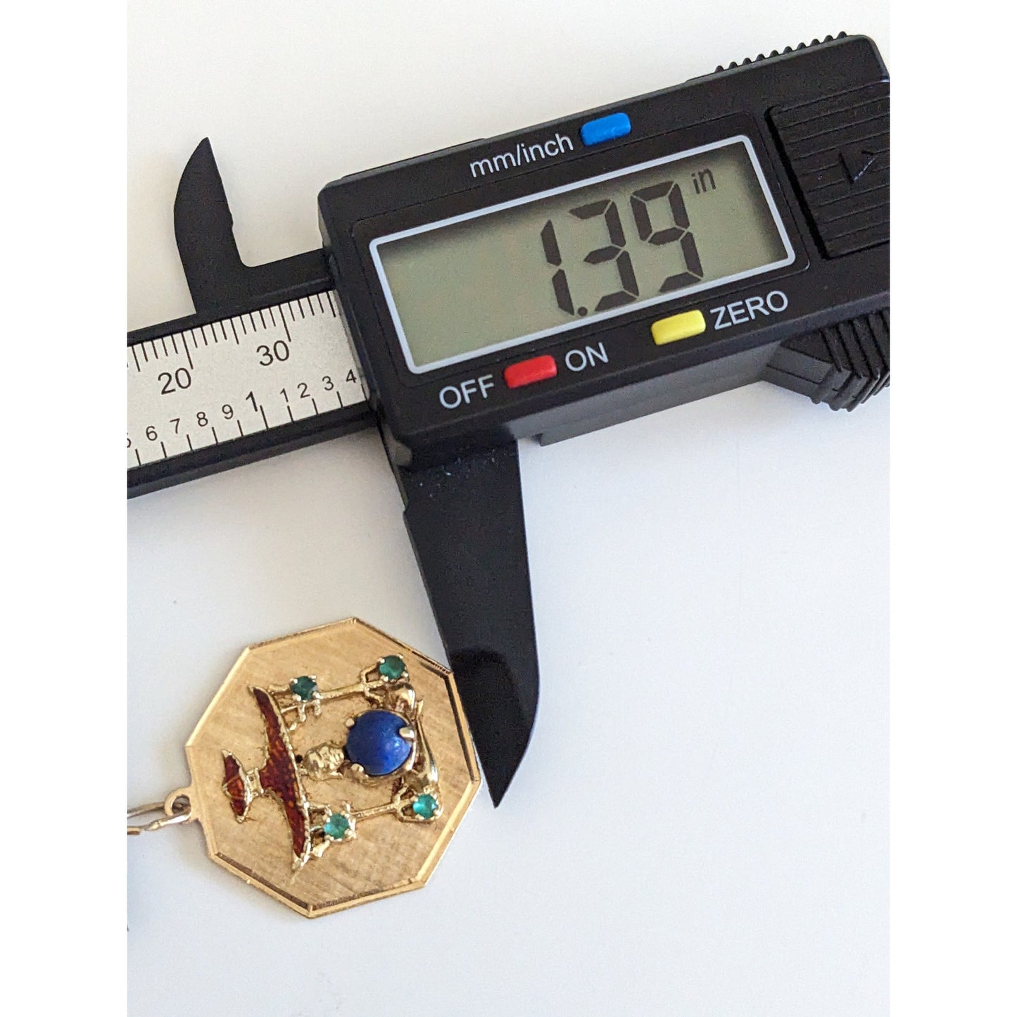 Vintage 14k Yellow Gold Pendant with Buddha in Temple and Stones