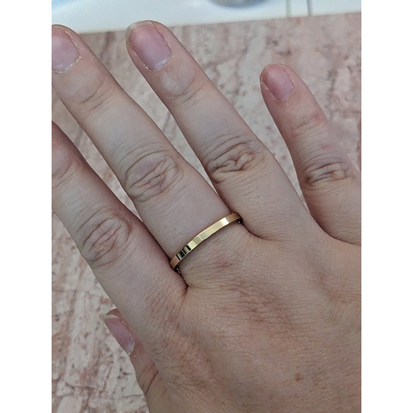Estate 14k Solid Yellow Gold Simple Flat Minimal 2mm Wedding Band Ring Size 10