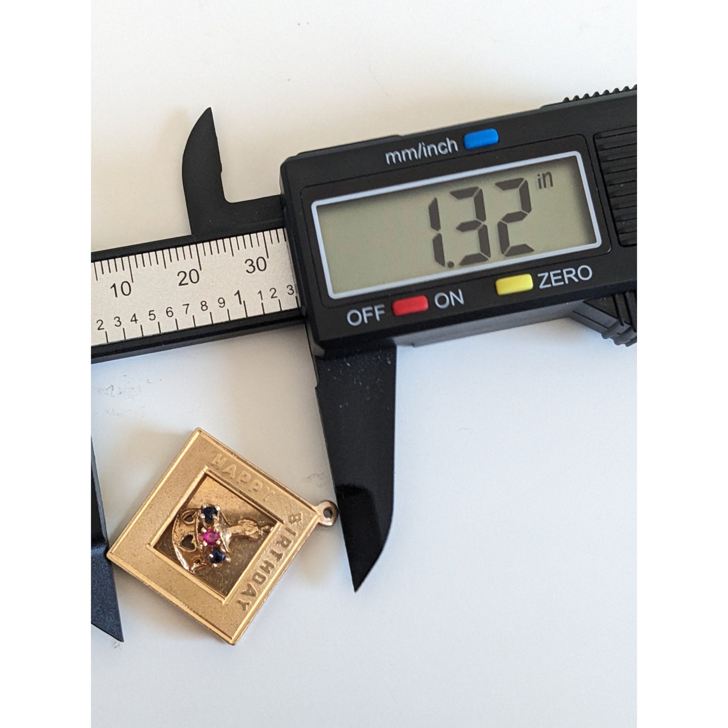 Vintage 14k Yellow Gold Happy Birthday Cake Hearts Pendant