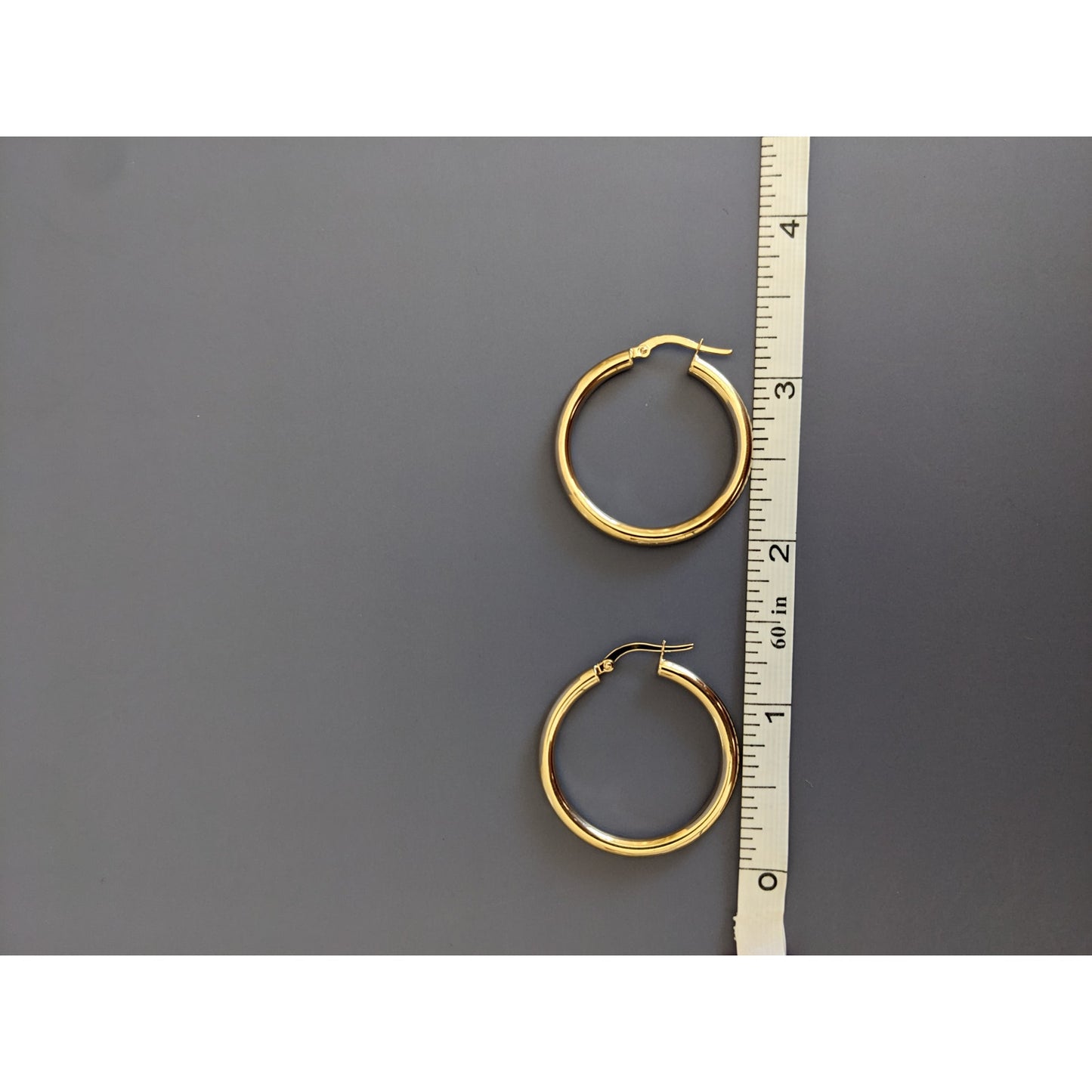 Estate 14k Solid Yellow Gold Italy Hollow Hoops 2.91g