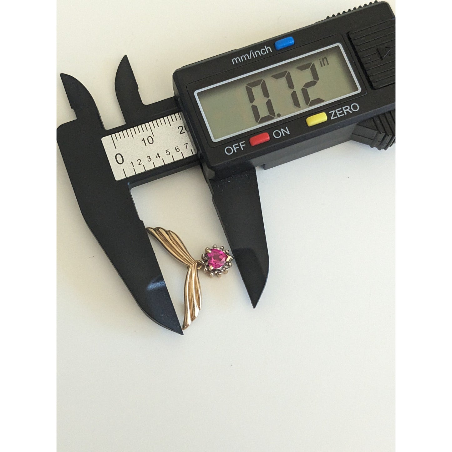 Vintage 10k Yellow Gold Heart Gem with Wings Pendant