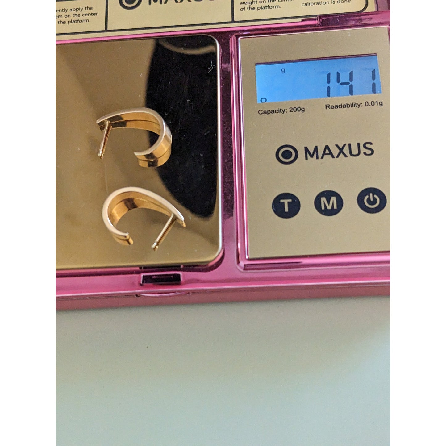 Estate 14k Yellow Gold Half Hoop Drop Curve Earrings