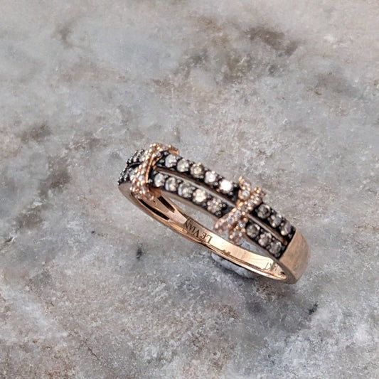 Estate 14k Rose Gold Le Vian Light Brown Diamond Ring Size 12
