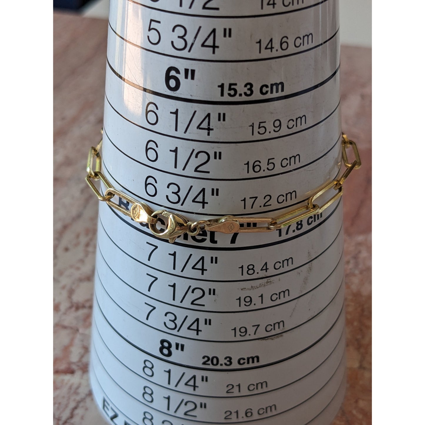 Vintage 14k Yellow Gold Thin Paperclip Chain Bracelet 7in
