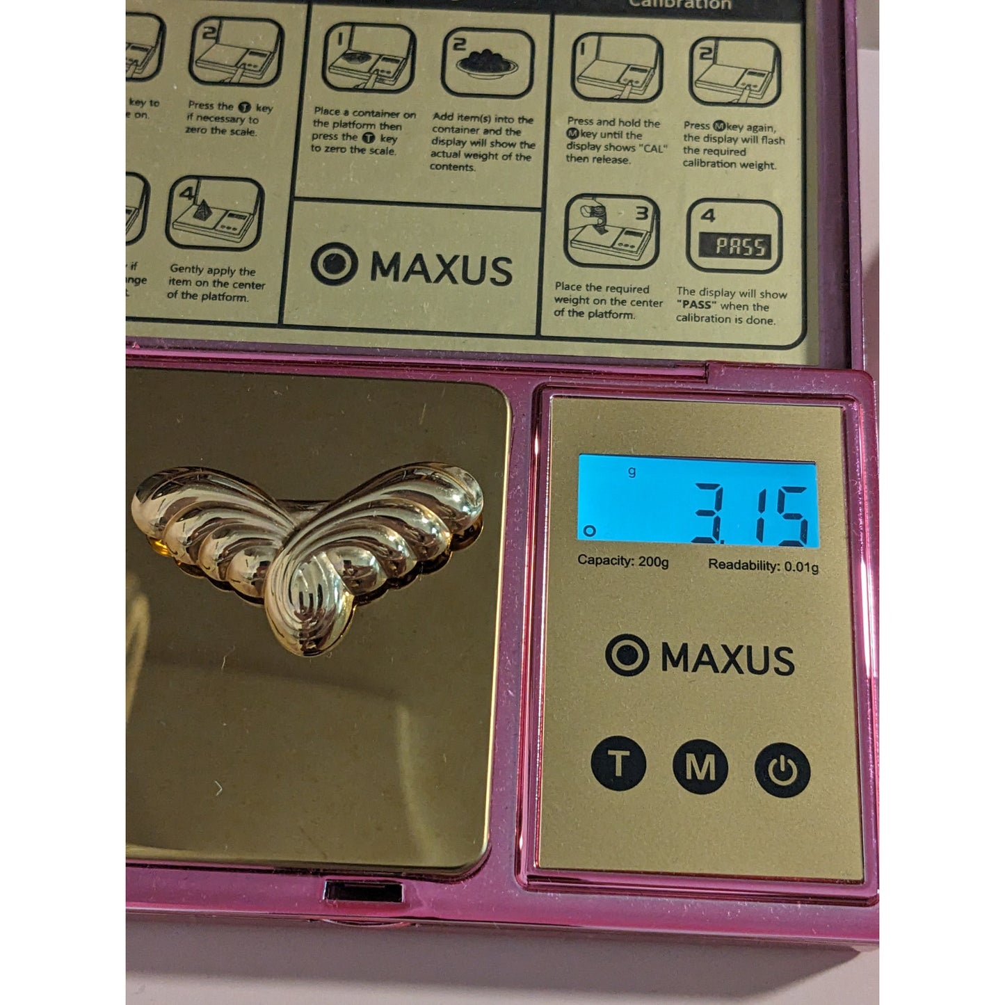 Vintage 14K Yellow Gold Angel Wing Slide Charm Pendant