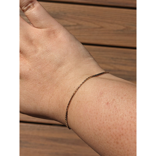 Estate 14k Italy Solid Yellow Gold Thin Herringbone Chain Bracelet