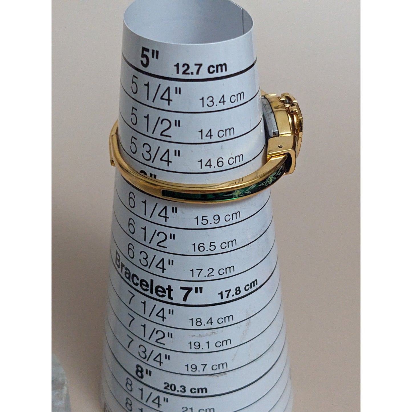 Vintage Andre Mouche Silver Tone Bangle Watch with Blue Floral Enamel Working