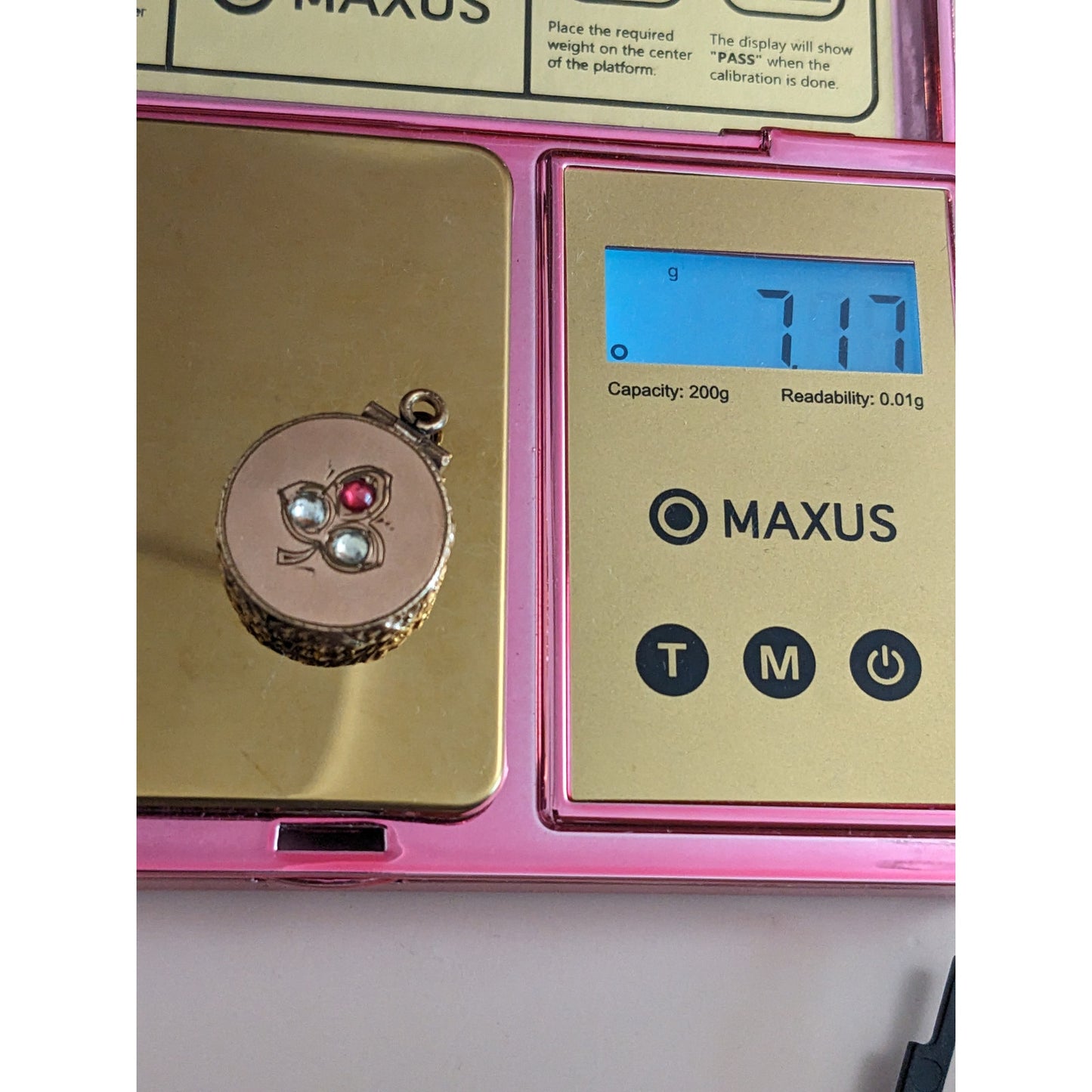 Vintage Victorian Gold Filled Locket with Pink and White Stones