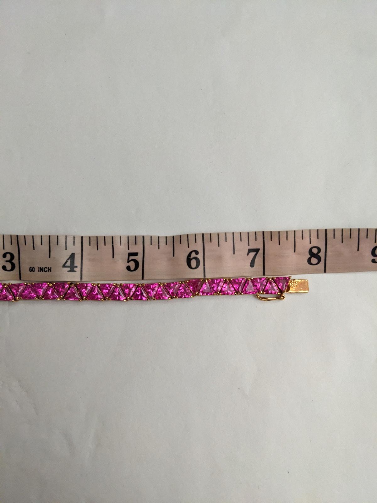 Rose Gold Plated Tennis Bracelet in 925 Pink Stones 7.5in