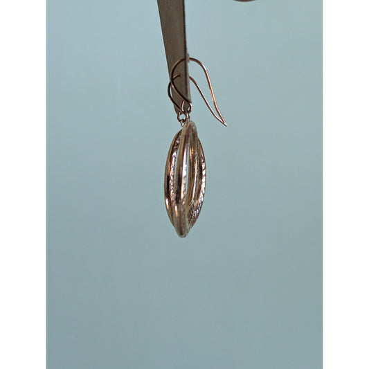 Estate 14k Rose Gold Dangle Round Hollow Circle Earrings