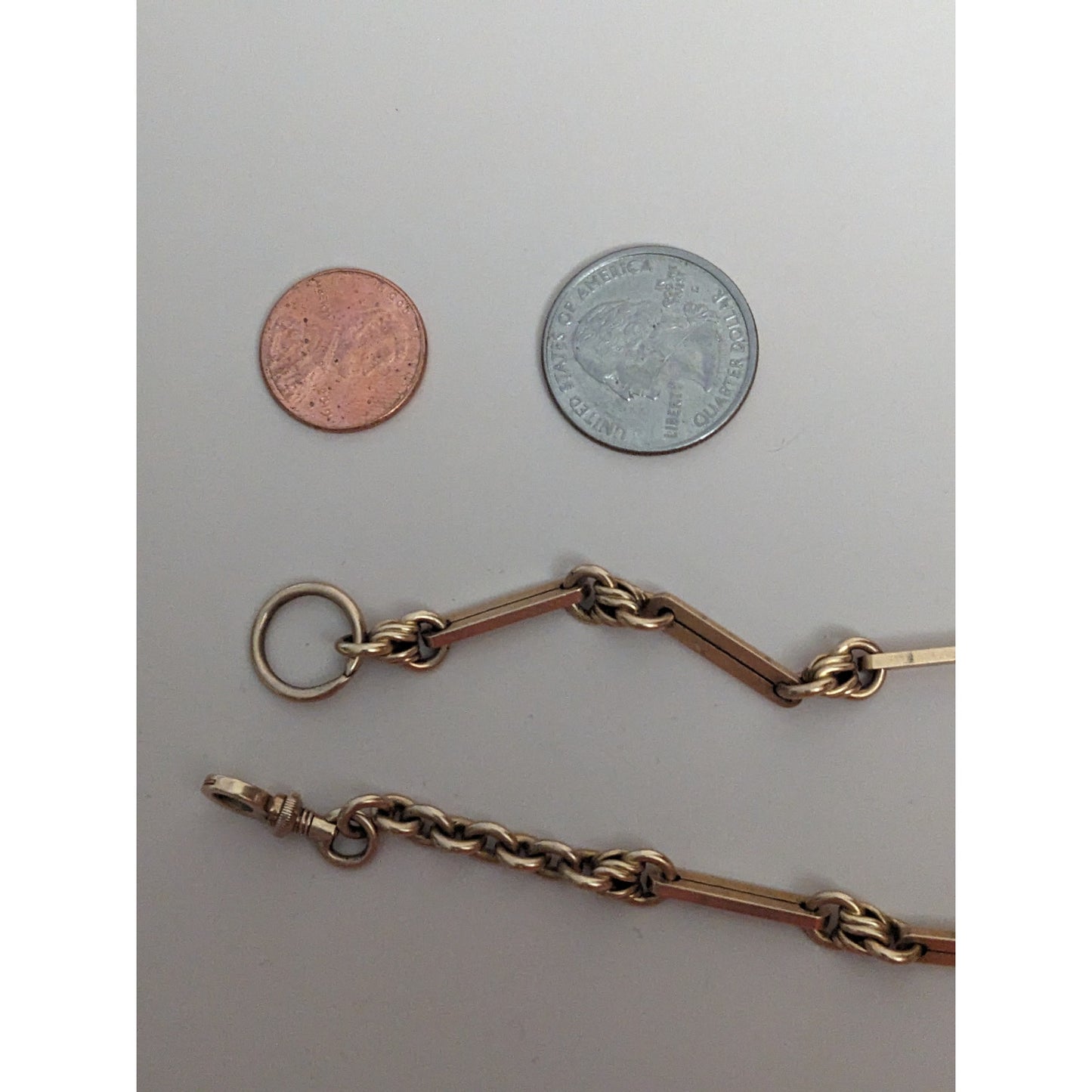 FLAW Antique Unmarked 14k Yellow Gold Paper Clip And Knots Fob Chain