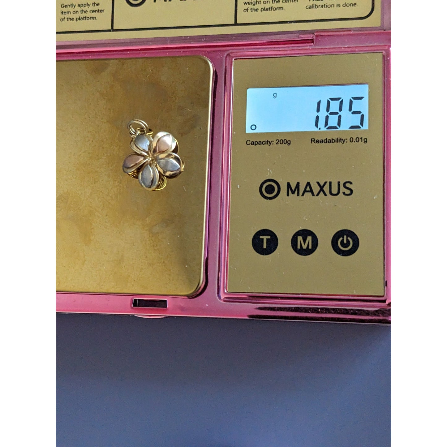 Estate Unmarked 14k Tricolor Gold Plumeria Pendant