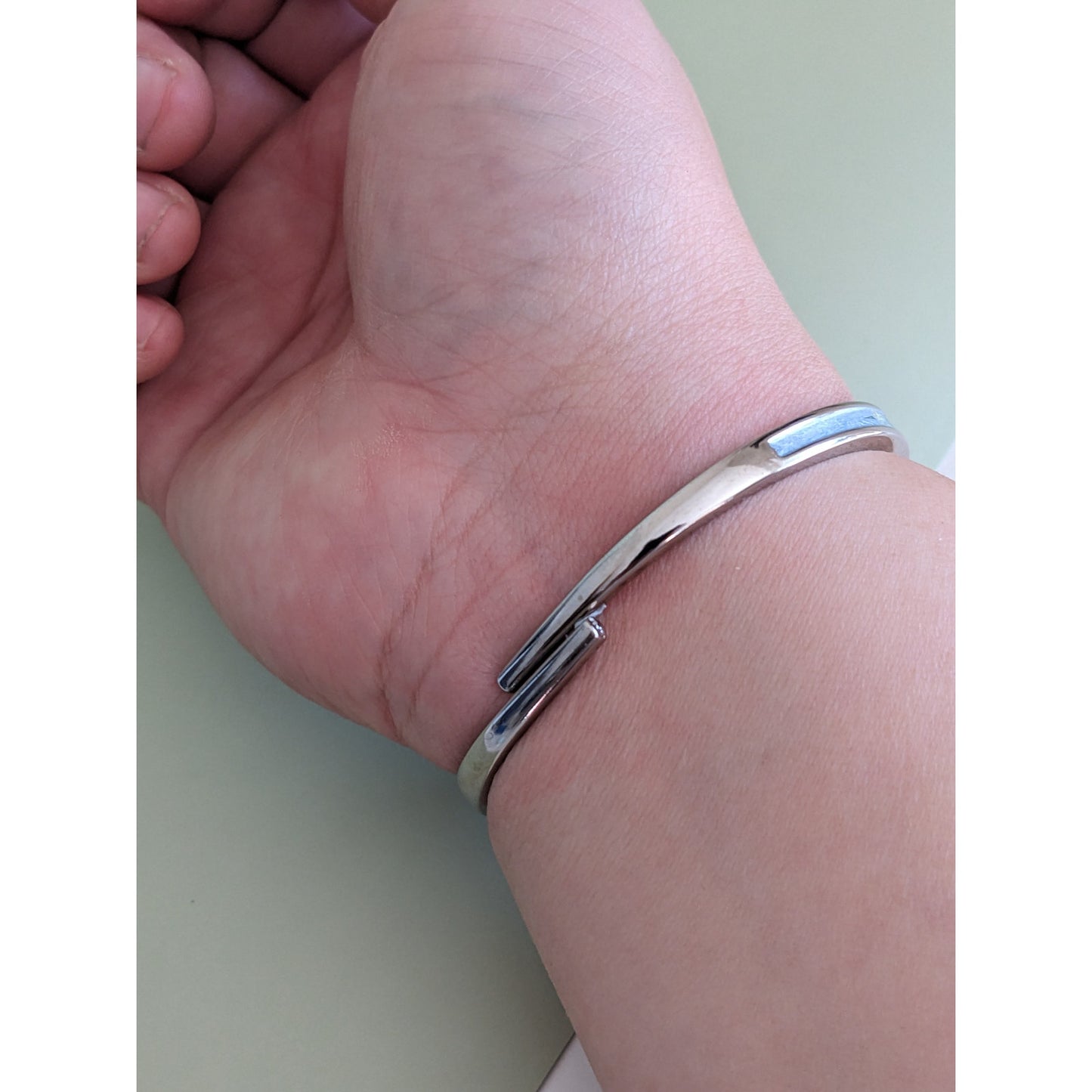 Vintage Andre Mouche Silver Tone Bangle Watch with Floral Enamel Working