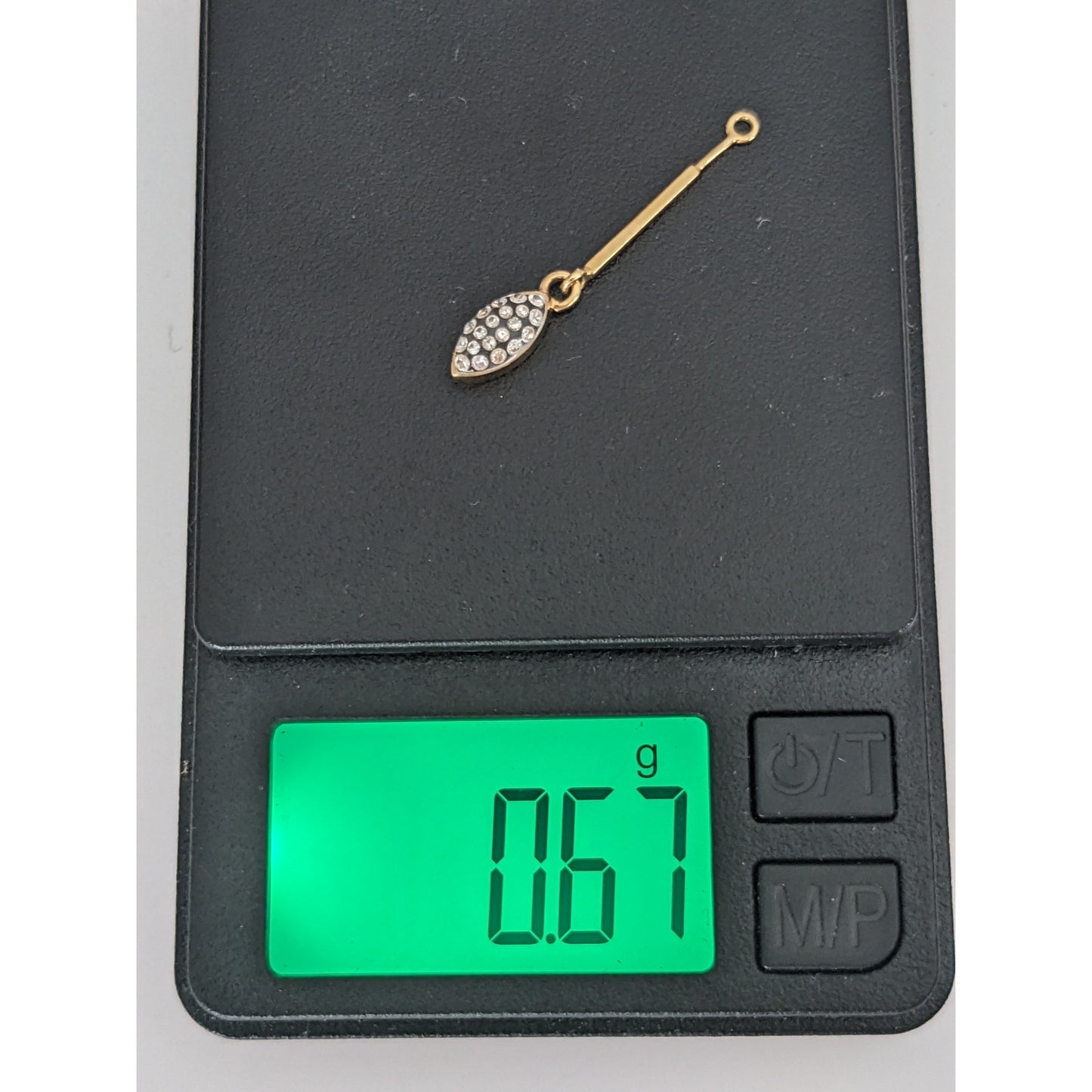 Vintage Unmarked 14k Yellow Gold Pave Diamond Teardrop Dangle Charm Finding 2