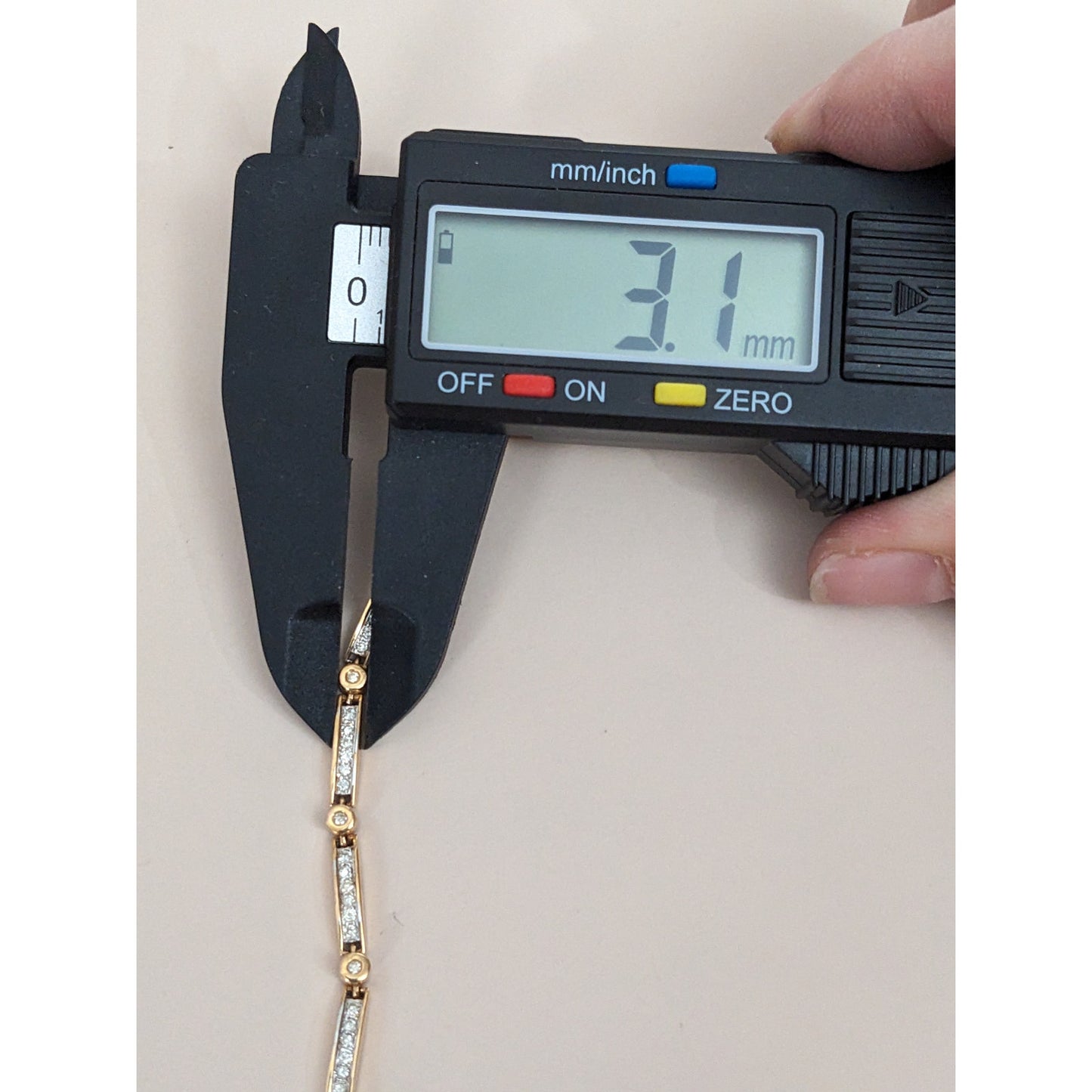 Estate 14k Yellow Gold Light Dainty Diamond Bar Link Bracelet 8 in