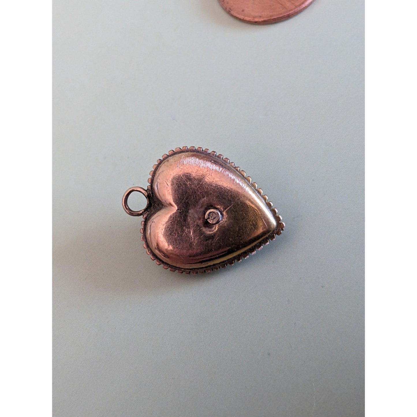Vintage Unmarked 10k Gold Heart Pendant with Flower and Blue Stone