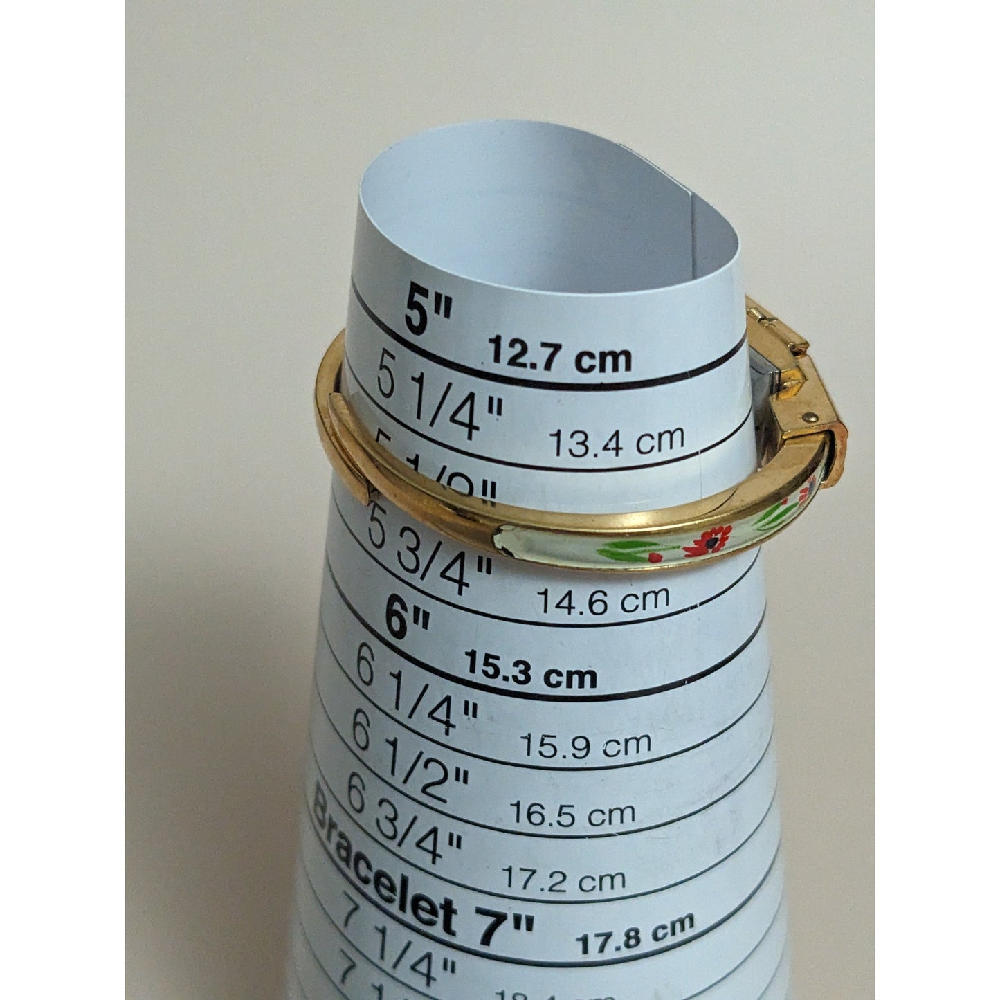 Vintage Andre Mouche Silver Tone Bangle Watch with Blue Floral Enamel Working