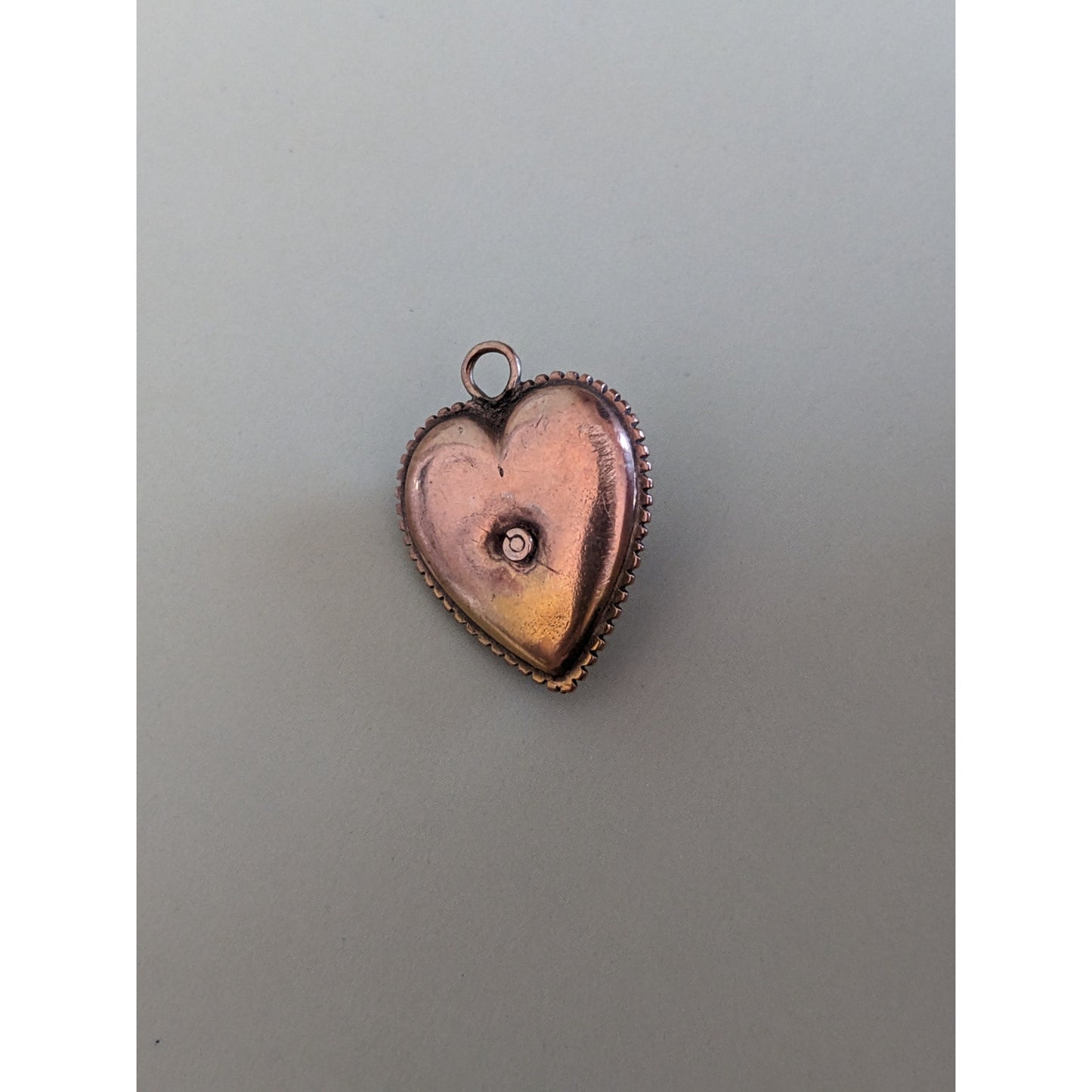 Vintage Unmarked 10k Gold Heart Pendant with Flower and Blue Stone