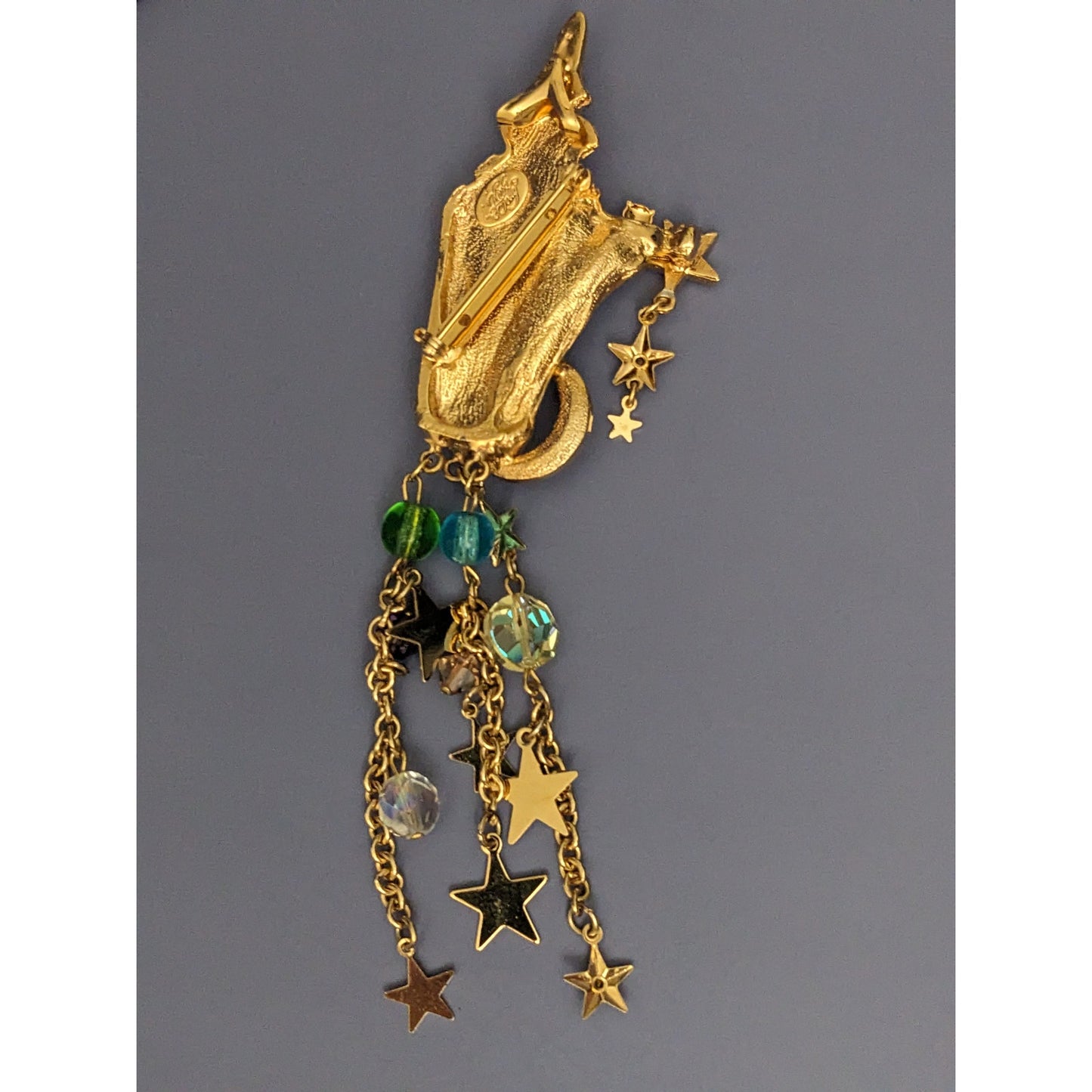 Vintage Kirks Folly Wizard Magician with Stars and Moon Brooch Pin Pendant