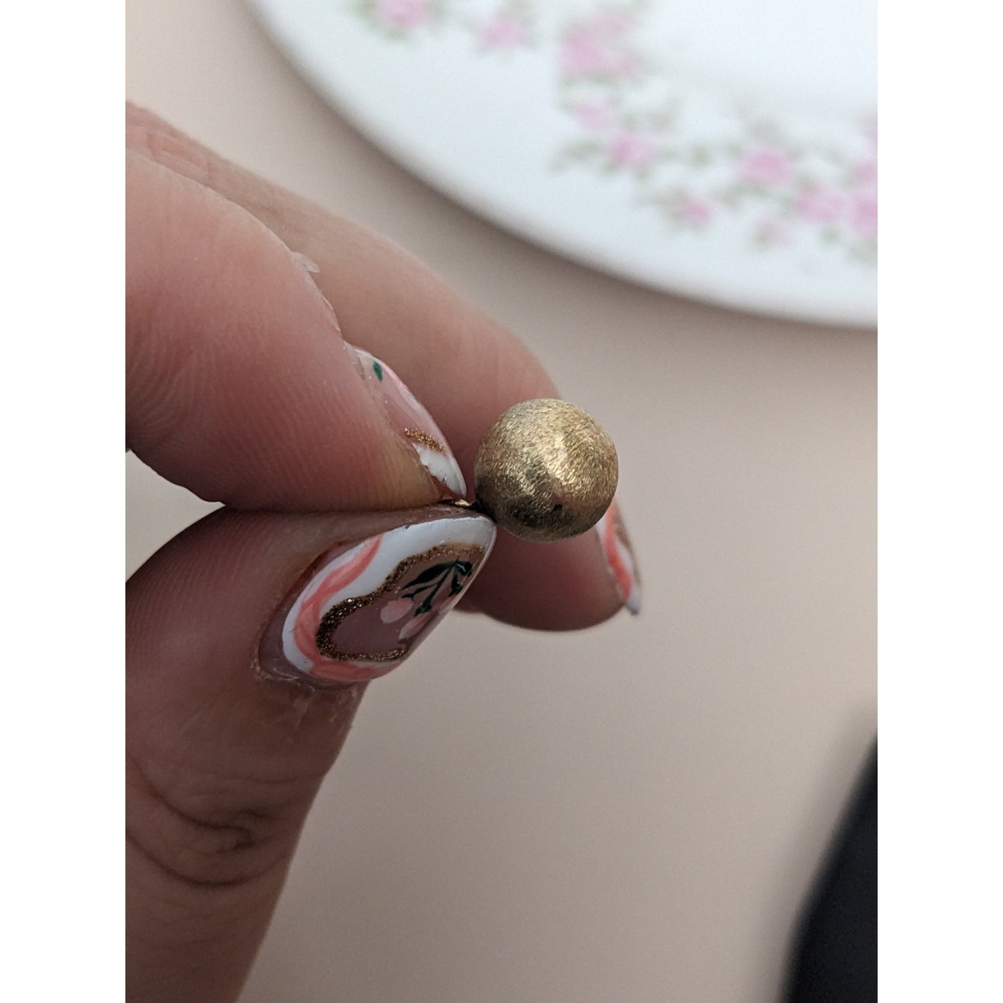 Vintage Unmarked 14k Yellow Gold Brushed Mini Hollow Ball Charm Pendant