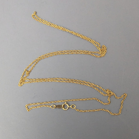Estate Thin Minimalist 14k Yellow Gold Dainty Chain Necklace 24.25in
