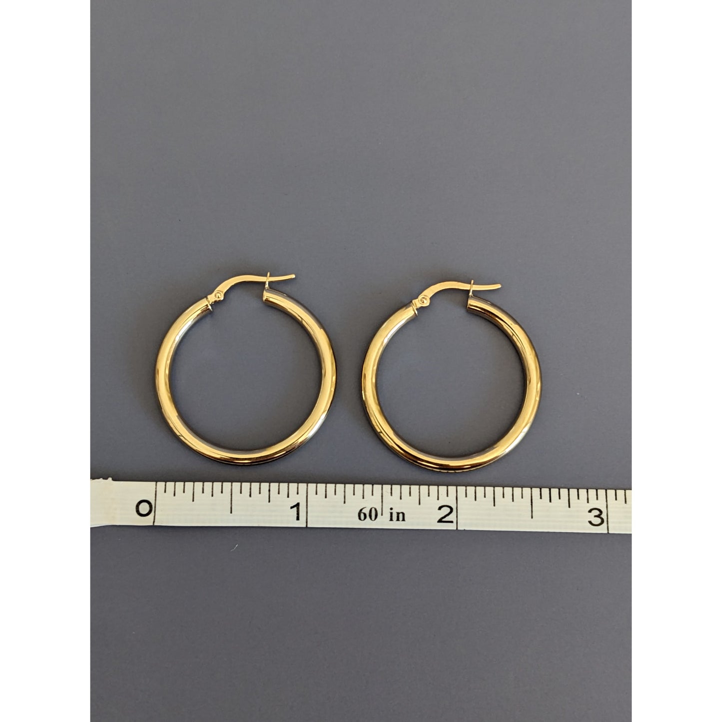Estate 14k Solid Yellow Gold Italy Hollow Hoops 2.91g