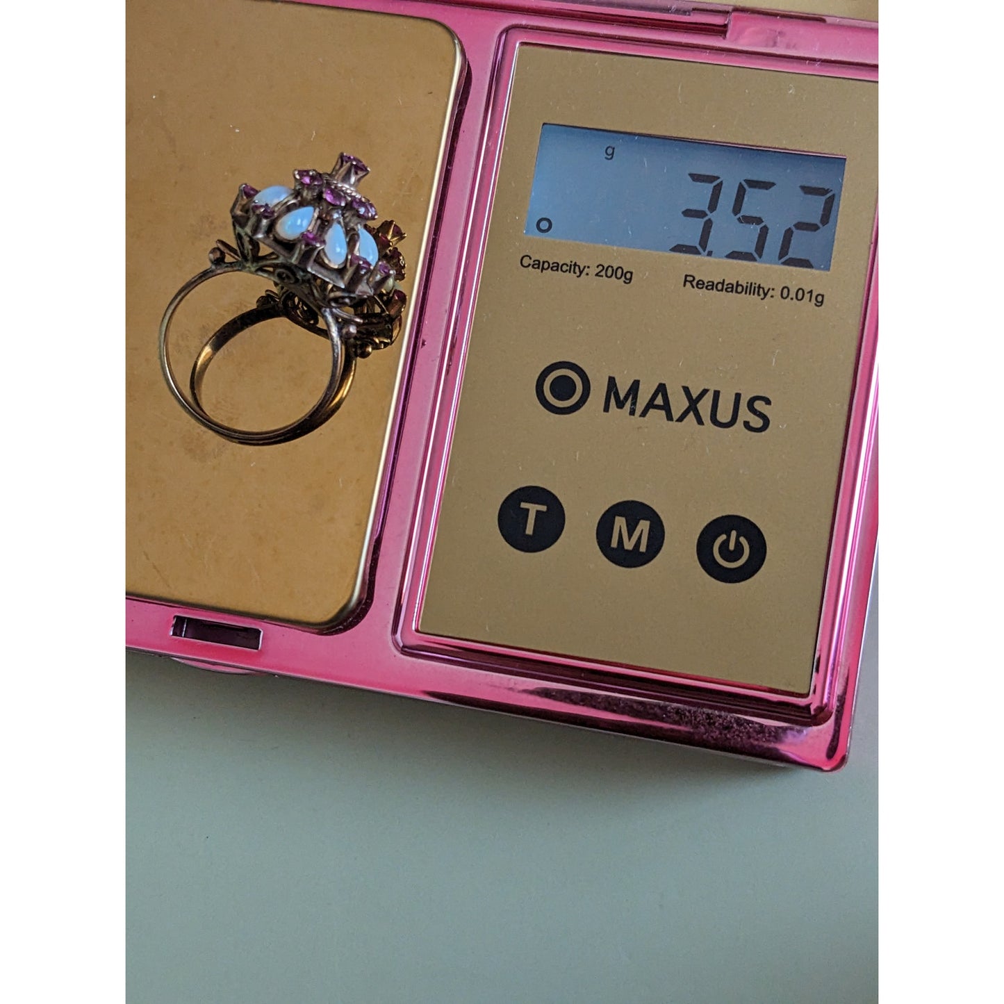 FLAW Vintage 10k Yellow Gold Thai Princess Harem Opal Cluster Ring Size 5.5US