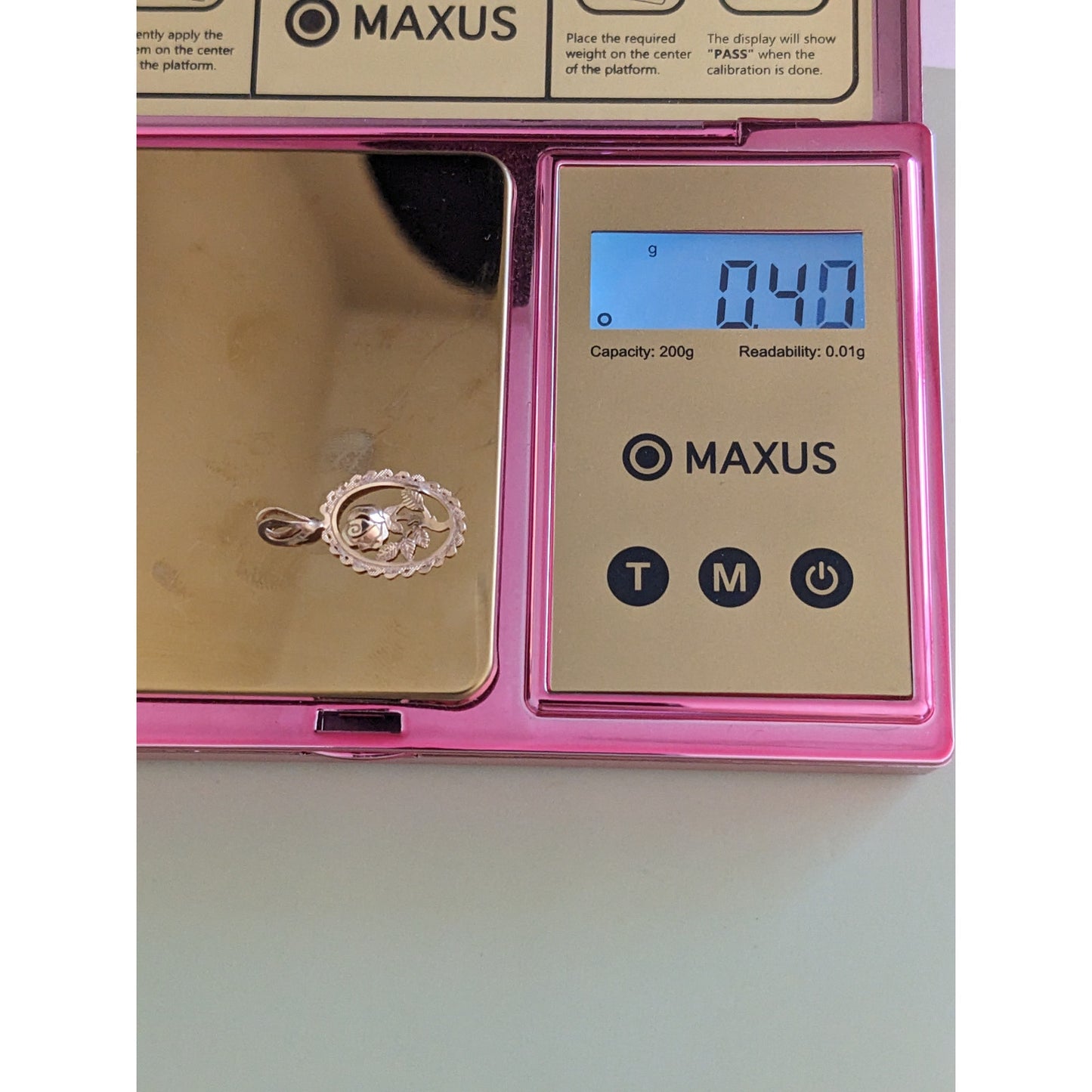 Vintage Unmarked 10k Super Dainty and Thin Rose in Oval Charm Pendant