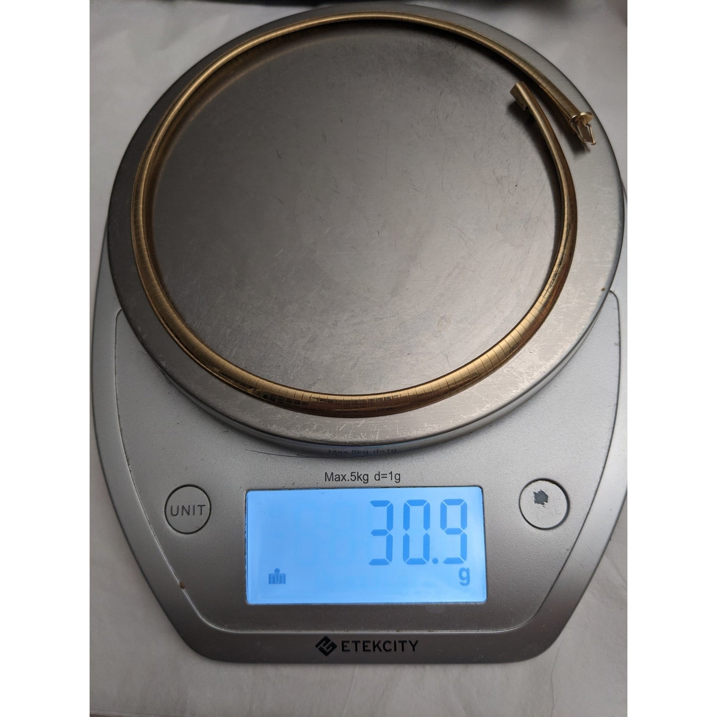 10k Yellow Gold Omega Chain Necklace 16in Preowned