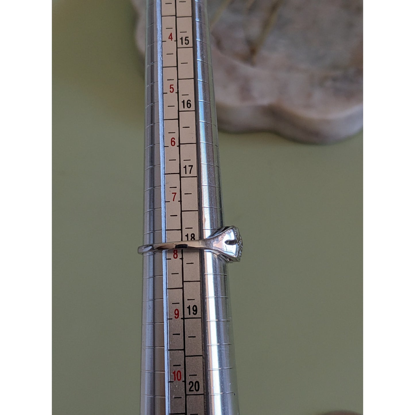 Vintage 14k White Gold Resized Diamond Band Ring Old Mine Cut Diamonds 7.75US