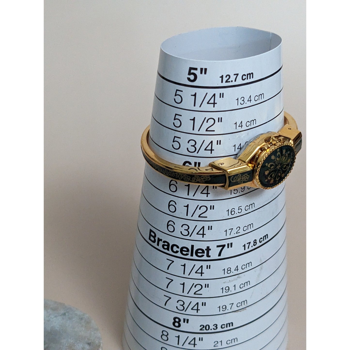 Vintage Andre Mouche Silver Tone Bangle Watch with Blue Floral Enamel Working