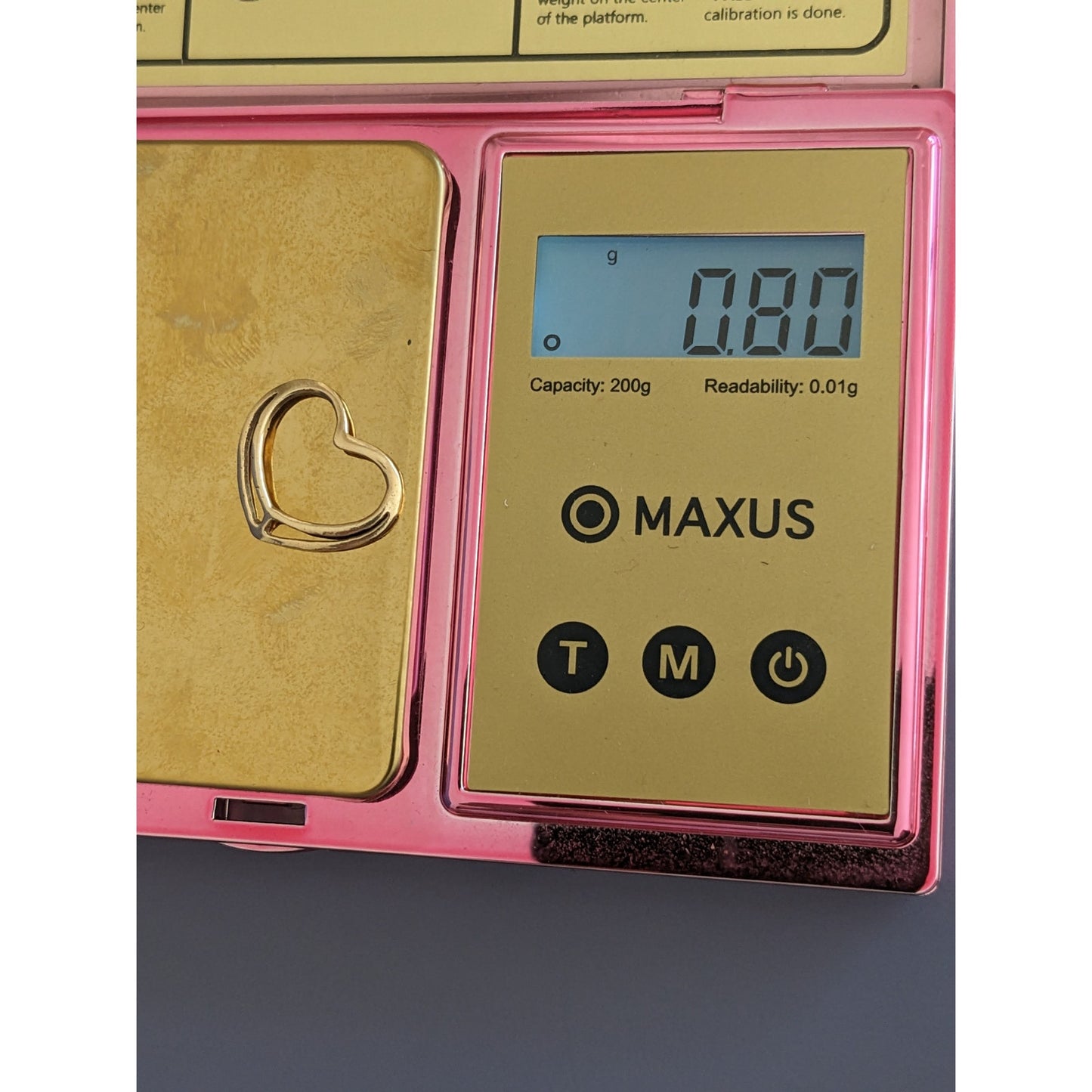 Estate 14k Yellow Gold Floating Heart Slide Pendant Charm