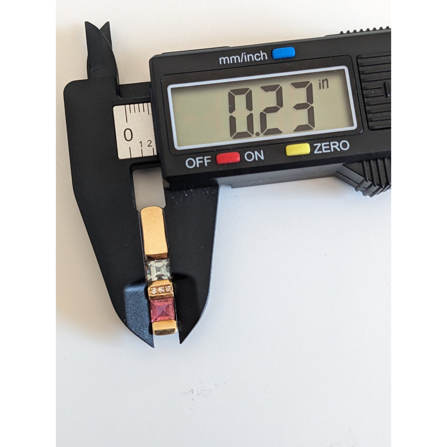 Estate 14k Yellow Gold Multicolor Stone Bar Slide Pendant