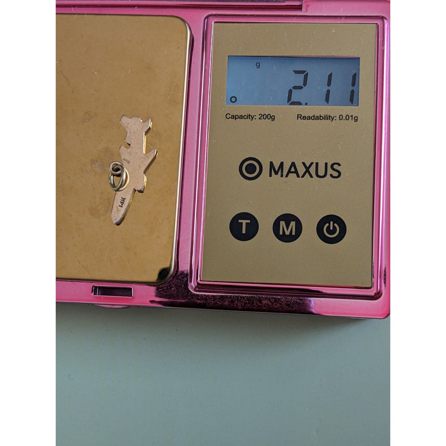 Vintage 14k Yellow Gold Let Airliner Plane Pendant (one sided)