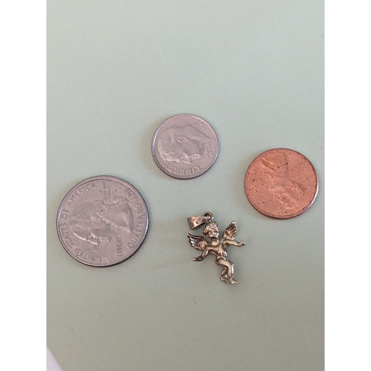 Vintage 14k Yellow Gold Small Cherub Angel Pendant Charm