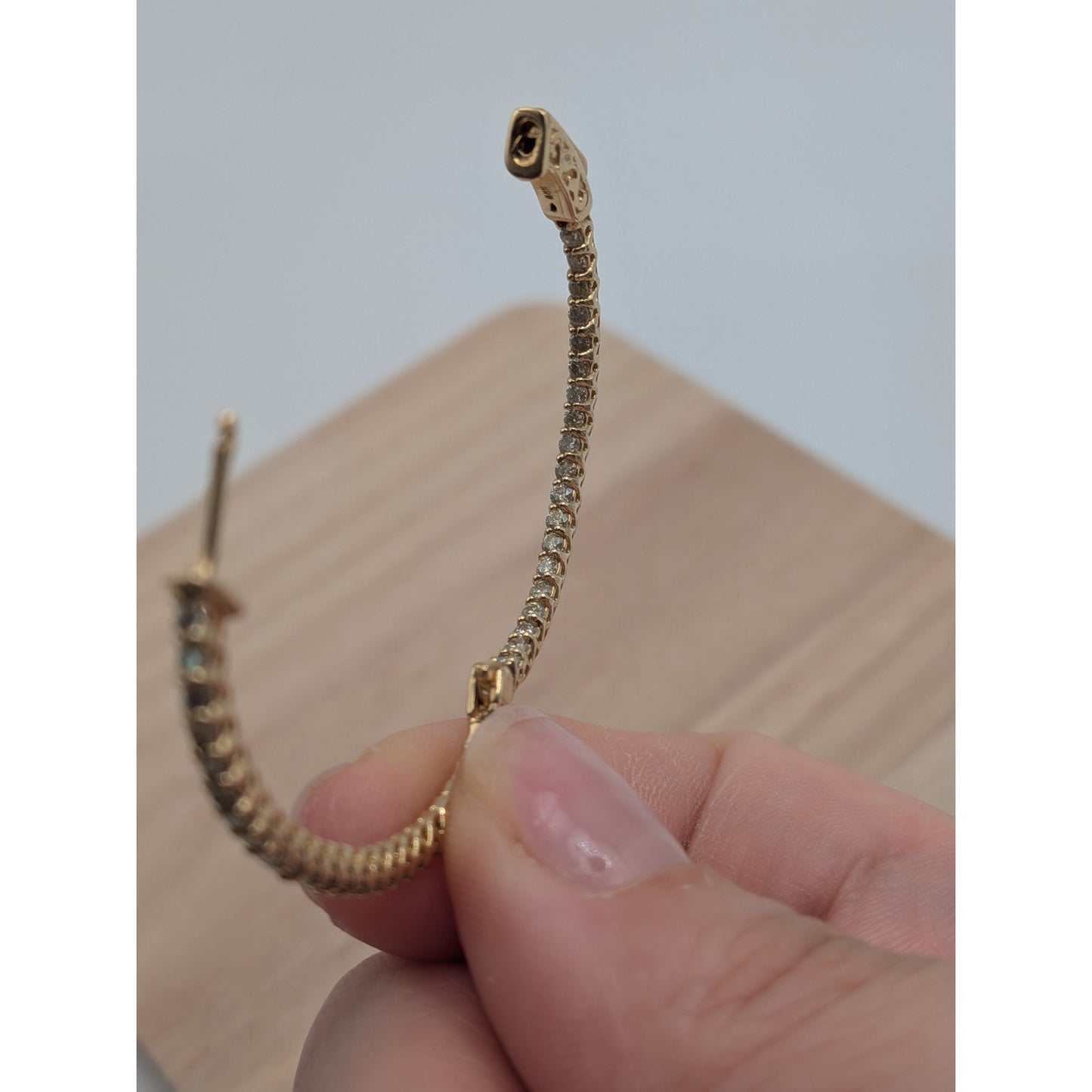14K Solid Yellow Gold Natural Diamond Hoop Earrings 1.73 CTTW J/SI Round Cut