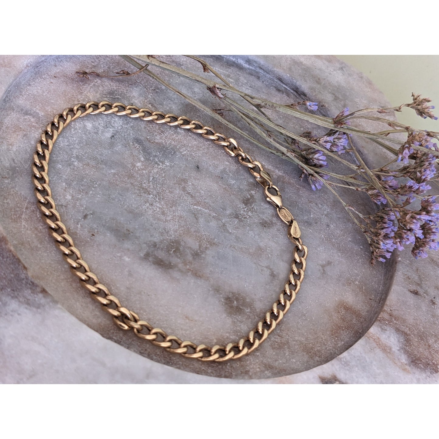 Estate Aurafin 14k Yellow Gold Chain Bracelet or Anklet 10in