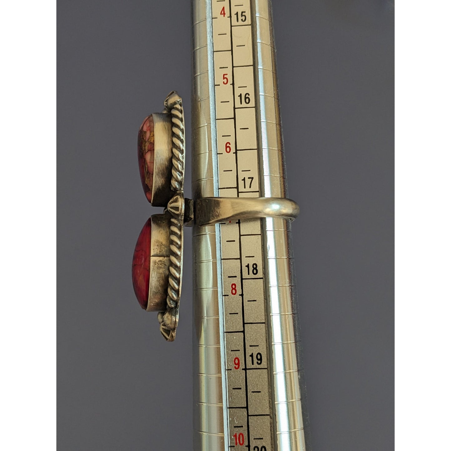 Vintage Eugene Belone Navajo 925 Sterling Silver Dahlia Rose Double Stone Ring