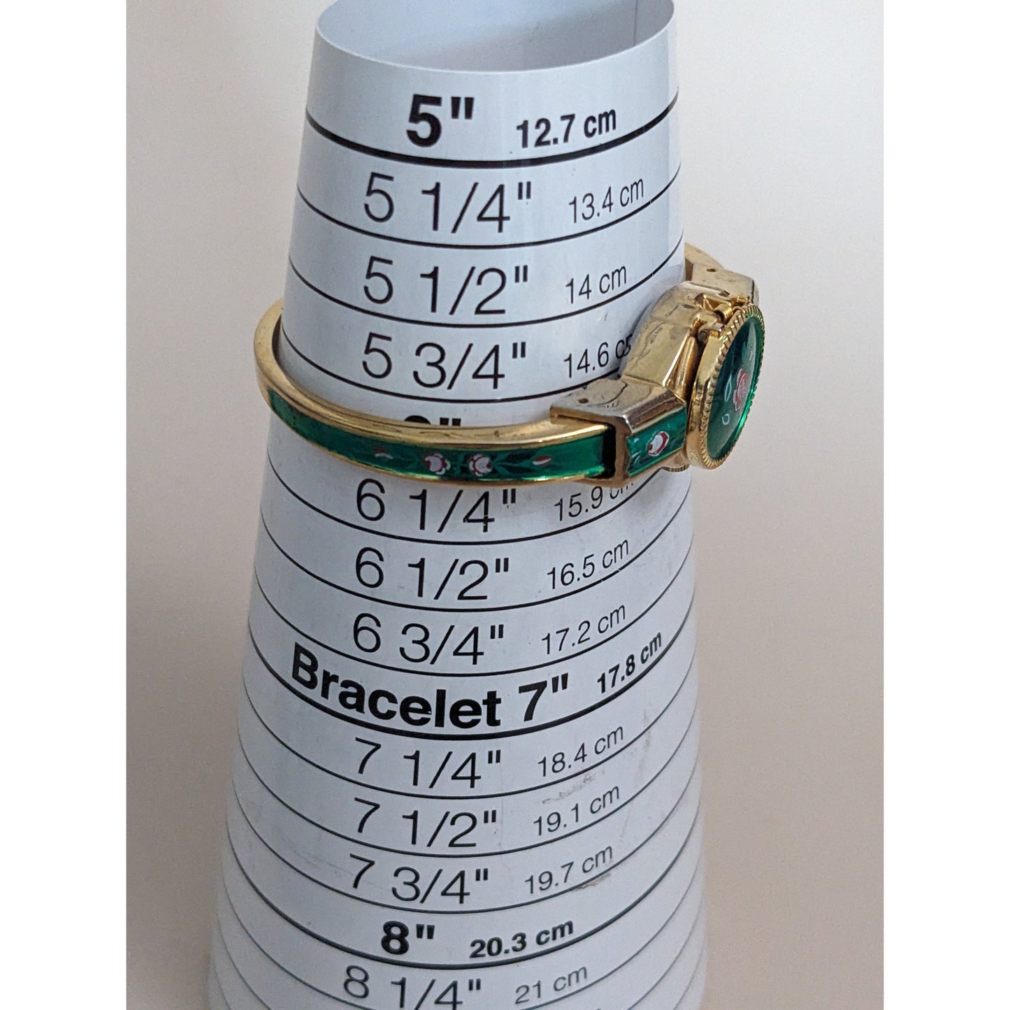 Vintage Andre Mouche Silver Tone Bangle Watch with Blue Floral Enamel Working