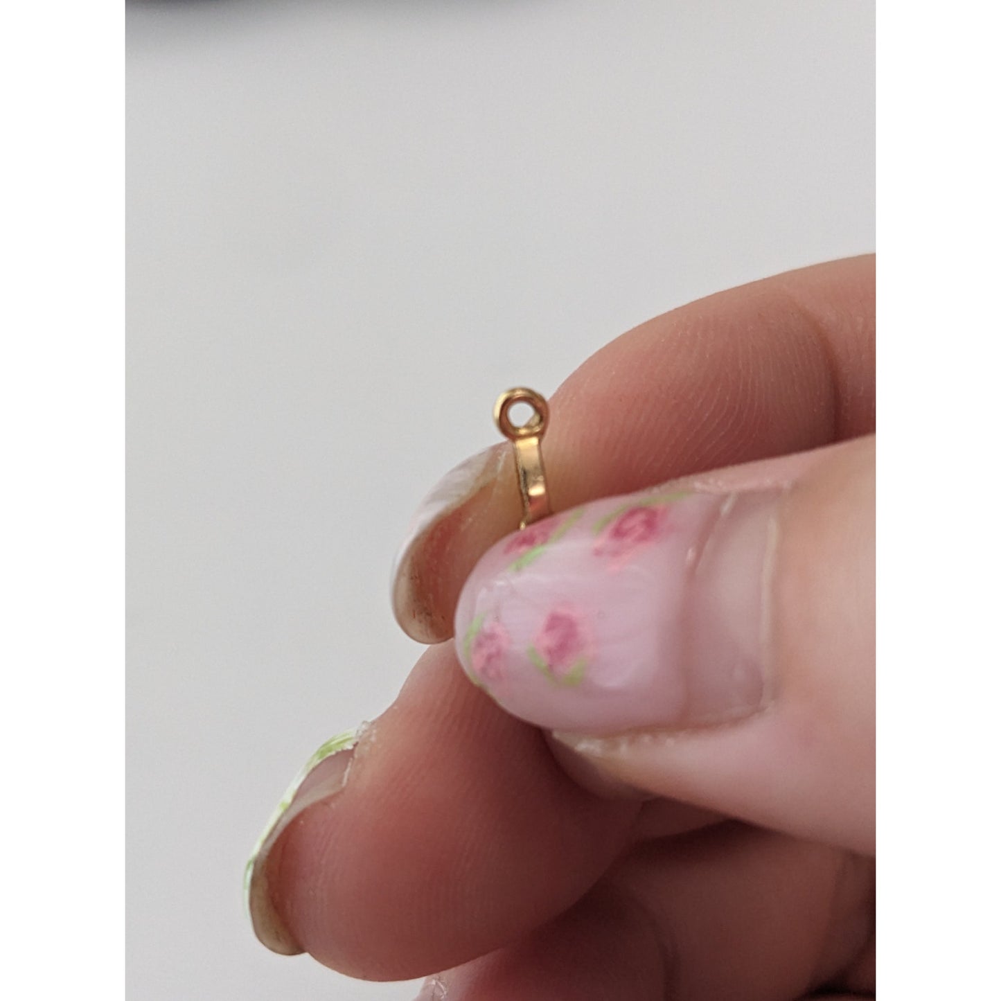 Vintage Unmarked 18k Gold Teardrop Pearl Charm Pendant with Diamond Accent