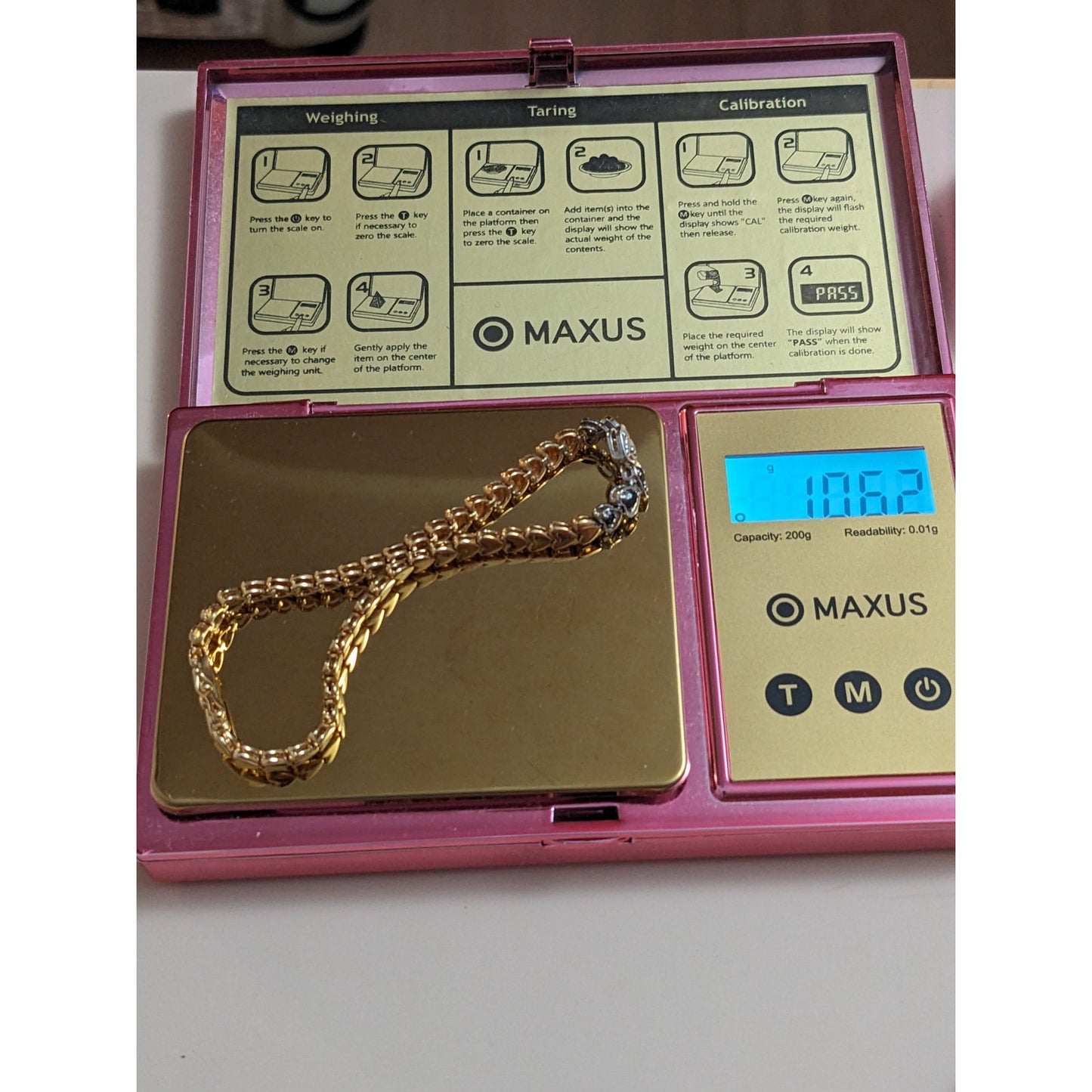 Vintage 14k Yellow Gold Heart Bracelet with Diamonds & Sapphires 7in