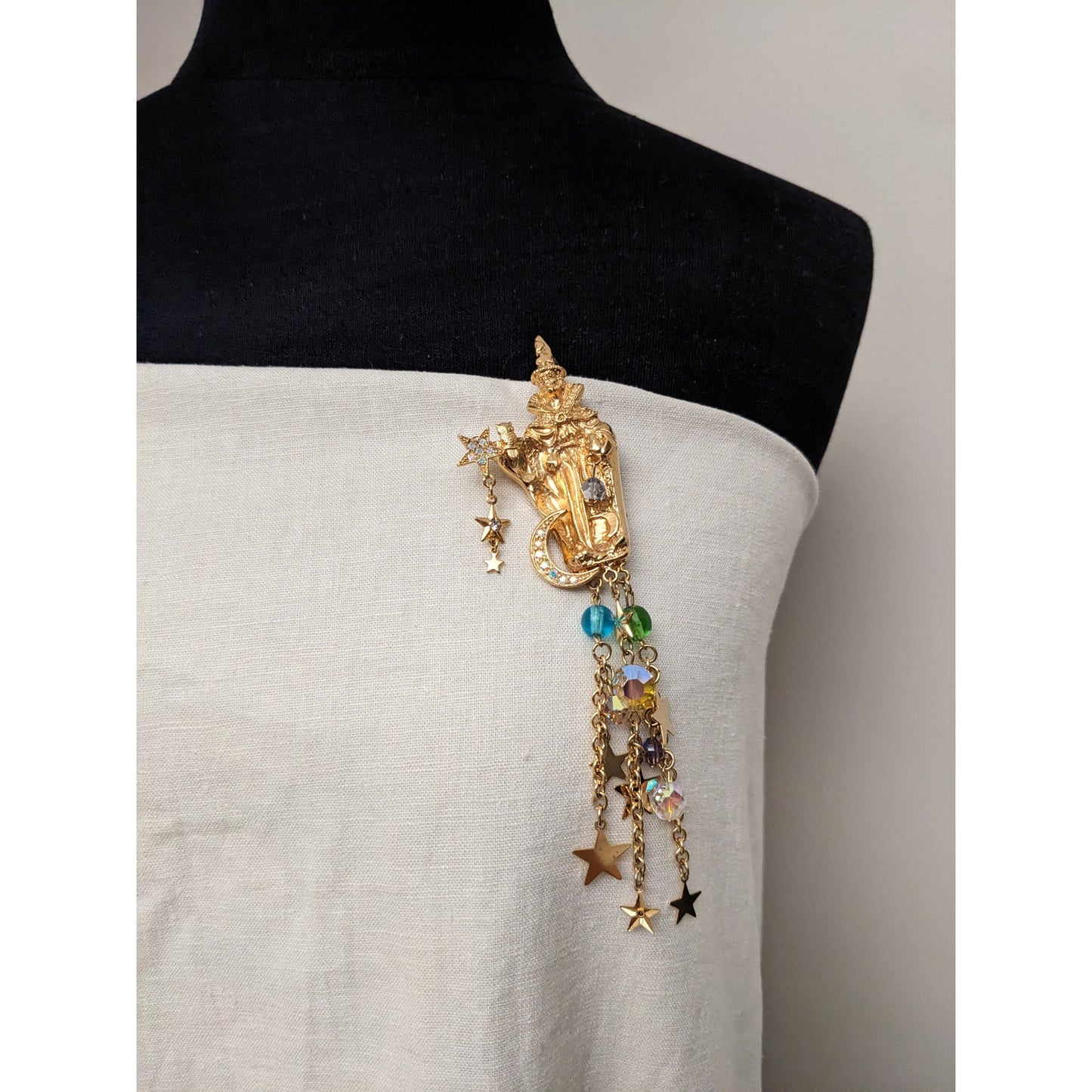 Vintage Kirks Folly Wizard Magician with Stars and Moon Brooch Pin Pendant