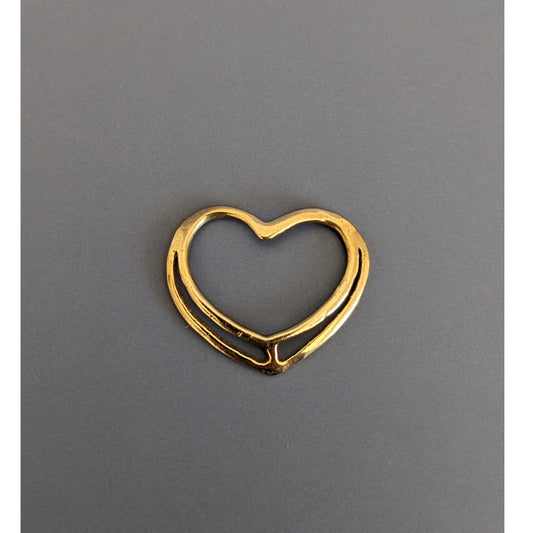 Estate 14k Yellow Gold Floating Heart Slide Pendant Charm