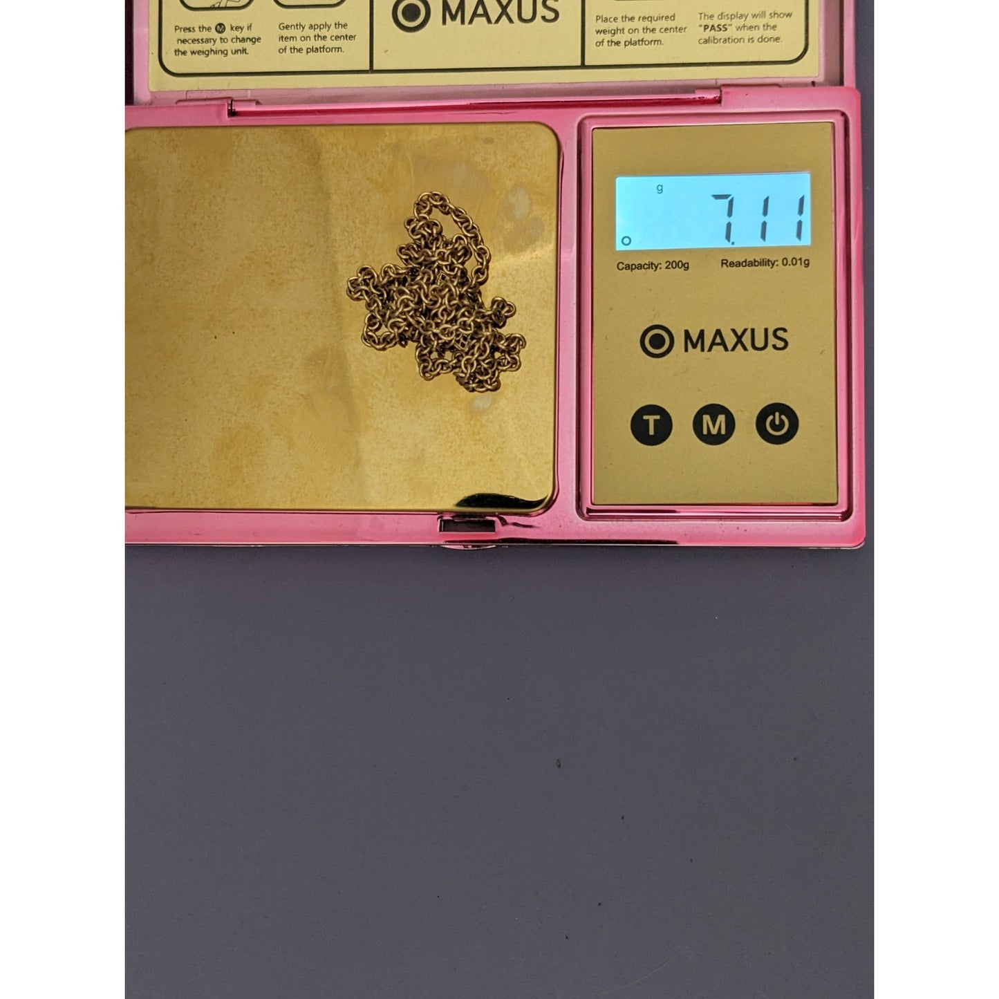 Vintage Estate 14k Yellow Gold Chain Link Necklace 18in Fish Hook Clasp