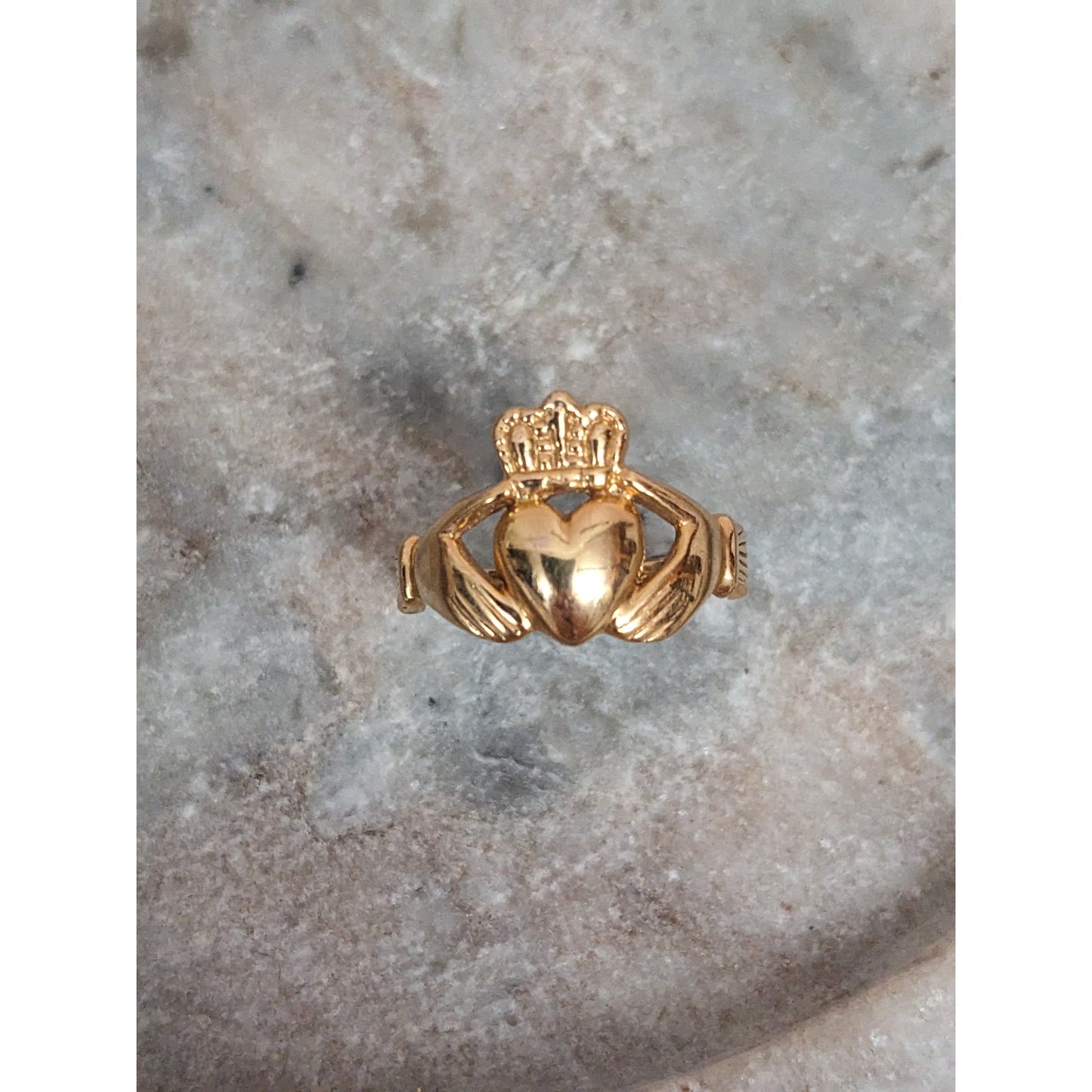 Vintage 14k Yellow Gold Fede Gimmel Claddagh Ring Size 5.75