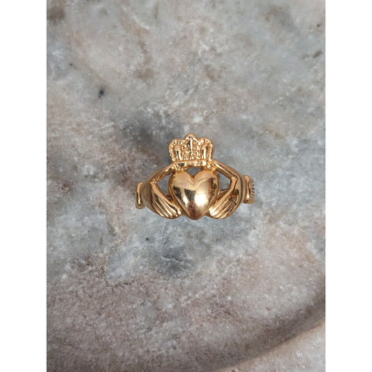 Vintage 14k Yellow Gold Fede Gimmel Claddagh Ring Size 5.75